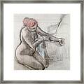 Nude Woman Drying Herself After The Bath Framed Print
