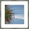 Ocean And Palm Leaves Framed Print