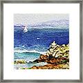 Ocean Shore Watercolor Impressionism Framed Print