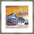 Odell Il Gas Station At Sunset Pa Framed Print