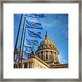 Oklahoma Capitol Flags And Wind Framed Print