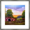 Old Barn In The Meadow Framed Print