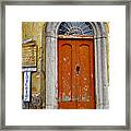 Old Door And Sign In Ravello Italy Framed Print