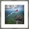 Old Glory On The Rock Framed Print