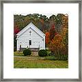 Old New England Church In Colorful Fall Foliage Framed Print
