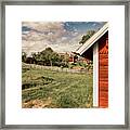 Old Red Farm Set In A Rural Nature Landscape Framed Print