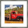 Old Red Truck On The Farm Oil Painting Framed Print