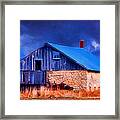 Old Stone Barn Blue Framed Print