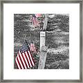 Old Tombstones And American Flags Framed Print