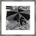 Old Woman Taking Care Of Business Framed Print