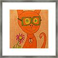 Orange Cat With Glasses Framed Print