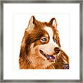 Orange Modern Siberian Husky Dog Art - 6024 - Wb Framed Print