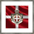 Order Of Malta Coat Of Arms Over Flag Framed Print
