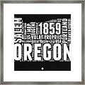 Oregon Black And White Map Framed Print