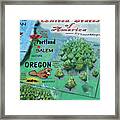 Oregon Fun Map Framed Print