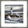 Oregon Lighthouse Beam Of Hope Framed Print