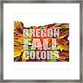 Oregon Maple Leaves Mixed Fall Colors Text Framed Print