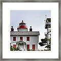 Oregon's Seacoast Lighthouses - Yaquina Bay Lighthouse - Old And New Framed Print