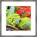 Organic Green Cauliflower At The Farmer's Market Framed Print