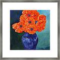 Oriental Poppies In Blue Framed Print