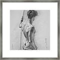 Original Charcoal Drawing Art Male Nude  On Paper #16-3-11-12 Framed Print