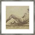 Original Drawing  Male Nude Pencil On Paper #16-6-1 Framed Print