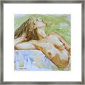Original Female Nude Sexy Nude On Paper #16-5-3 Framed Print