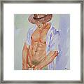 Original Watercolor Painting Art Male Nude Men Gay Interest On Paper #12-14-02 Framed Print