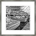 Outer Banks Fishing Boats Waiting Bw Framed Print