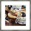Overnight Oatmeal With Blackberries Almonds And Honey Framed Print