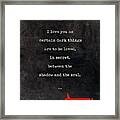 Pablo Neruda Quotes - Love Quotes - Book Lover Gifts - Typewriter Quotes Framed Print