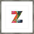 Painted Letter Z-monogram Art By Linda Woods Framed Print