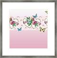 Painted Roses With Hearts Framed Print