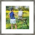 Painting Field Sunflowers Framed Print