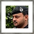 Pakistani Police Officer With Black Beret And Insignia Peshawar Pakistan Framed Print