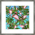 Palm Tree And Flamingos Framed Print
