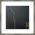 Panoramic Lightning Storm And Power Poles Framed Print