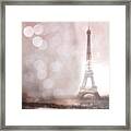Paris Dreamy Romantic Eiffel Tower Sepia Morning Bokeh Lights Framed Print