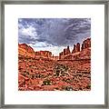 Park Avenue With Storm Clouds - Arches Np Framed Print