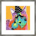 Party Cat- Art By Linda Woods Framed Print