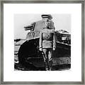Patton Beside A Renault Tank - Wwi Framed Print
