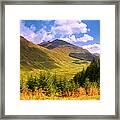 Peaceful Sunny Day In Mountains. Rest And Be Thankful. Scotland Framed Print