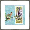 Peacock And Cherry Blossom With Wren Framed Print