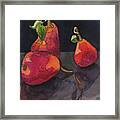 Pears In Reflection Framed Print