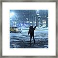 Pedestrian Waving For Cab On Park Avenue North Of Grand Central Framed Print