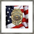 Pennsylvania State Police -  P S P  Badge Over American Flag Framed Print