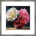 Peonies With Red Vase Framed Print