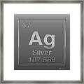 Periodic Table Of Elements - Silver - Ag - Silver On Silver Framed Print