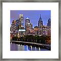 Philadelphia Philly Skyline At Dusk From Near South Color Panorama Framed Print