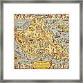 Pictorial Map Of The Island Of Oahu - Illustrated Historical Map - Cartography Framed Print